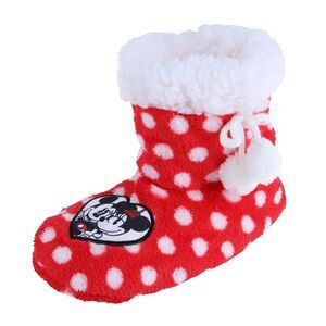 Textiel Trade Kids' Disney Mickey and Minnie Mouse Polka Dot Bootie Slipper